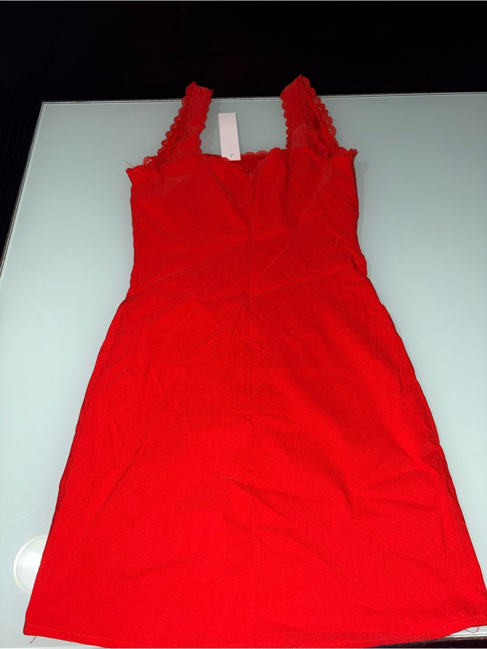 Workshop Republic Clothing Red Lace-Trim Mini Dress
